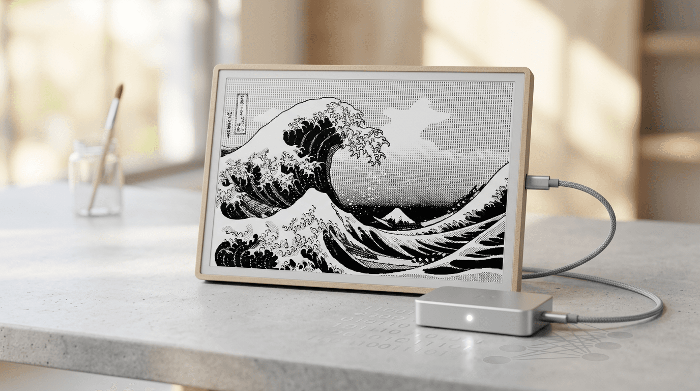 1-Bit Hokusai's The Great Wave: Digital Art Meets AI
