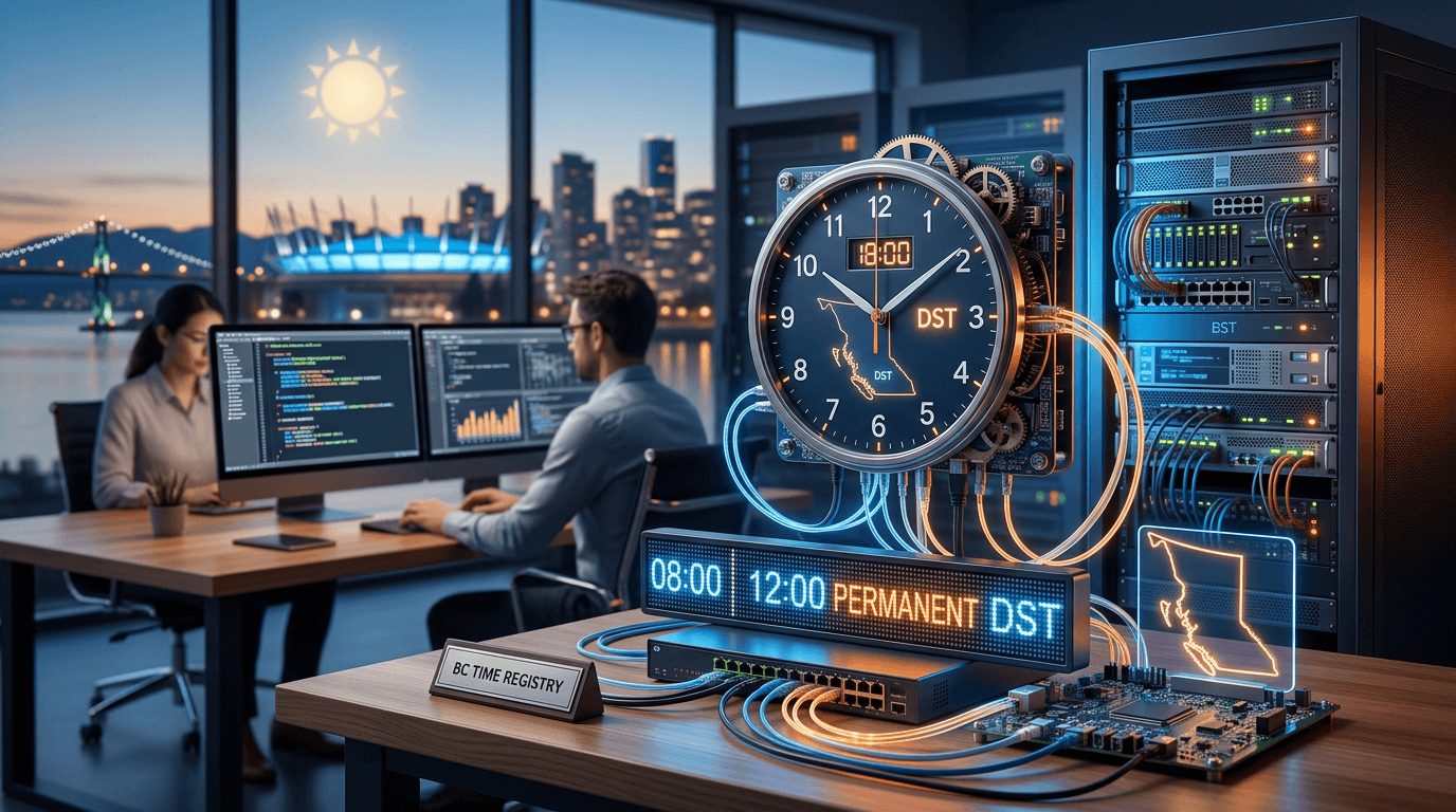 BC Ends Time Changes: Tech Impact of Year-Round Daylight Time