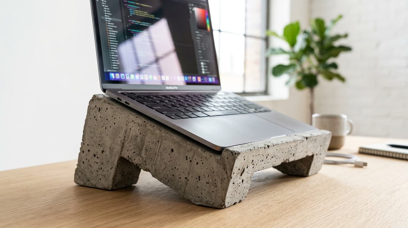 Brutalist Concrete Laptop Stand: Function Meets Raw Design