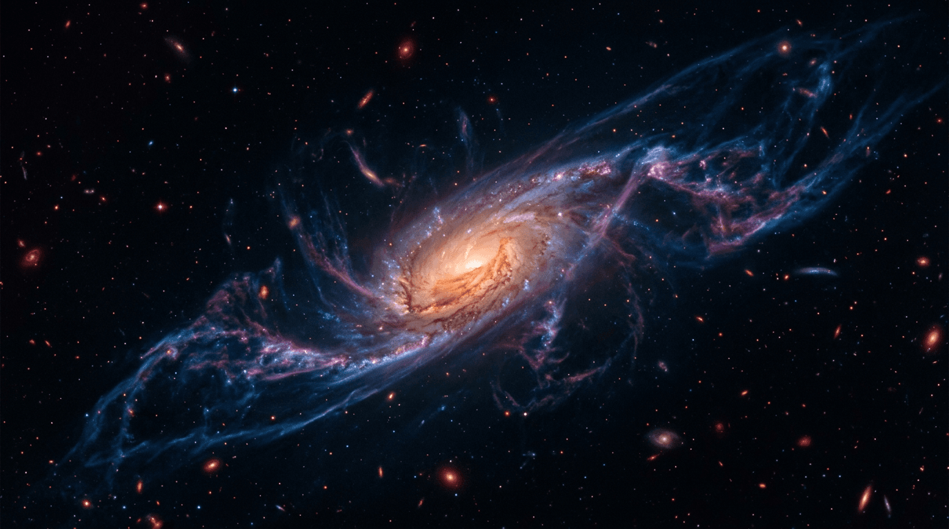 James Webb Spots Galaxy with Tentacles in Deep Space