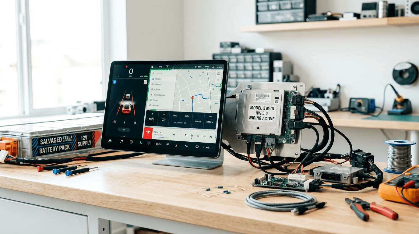 Running Tesla Model 3's Computer From Salvaged Parts